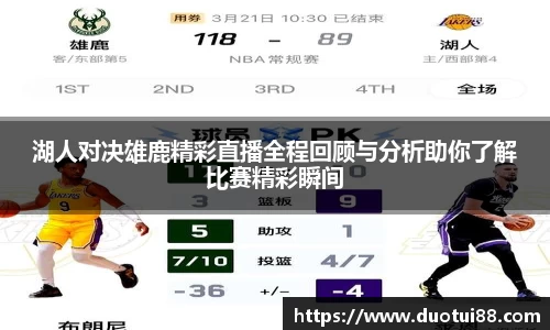 湖人对决雄鹿精彩直播全程回顾与分析助你了解比赛精彩瞬间